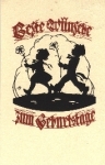 Children with flowers silhouette card o 1.8.1941