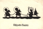 New year's greetings, angels, silhouette card o circa 1940