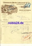 Lichtenberg Berlin Rittergutstrasse 27 Chemische Werke Lubszynski Letterhead with factory view 1913