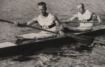 Olympische Spiele 1936 Ludwig Landen u. Paul Wevers, Gewinner des 10.000m Kajak-Zweiers Sammelbild, keine AK