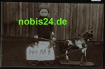 Boy with rocking horse Kasper doll real photo *ca. 1910