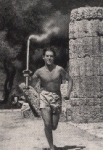 Olympic Games 1936 Konstantin Kondyllis with the Olympic torch collective picture, no postcard