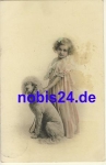 Poodle dog with child o 1912