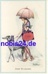 Lady with greyhound artist card *ca.1910