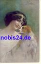 Lady with dog artist card *ca.1910