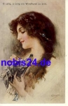Lady with a hunting dog artist card * around 1910