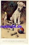 Dog Doll Ball Art Card *ca.1925