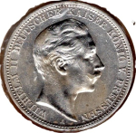3 Mark PREUSSEN 1911 Wilhelm II Silbermünze