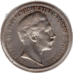 3 Mark Preussen 1908 Kaiser Wilhelm II Silbermünze 