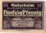 06632 Freyburg city emergency money 50 pfennigs on the back of the Jahn gymnasium 1920