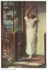 Das Ende vom Lied  Junge Frau Künstlerkarte gebr. 1920