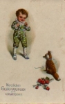 Fuchs mit Rosen, Kind, Geburtstagskarte, gebr. ca. 1910