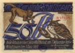 Monkey and owl, city emergency money 50 Pfennig Eulenspiegel 1921