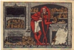 City emergency money, worth 75 pfennigs, Eulenspiegel bakes monkeys and owls, 1921