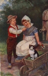 Cat in wheelbarrow artist card o 10.9.1919