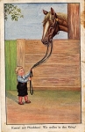 Child holds horse by the reins Patriotika o 08/14/1918
