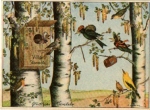 Blackbird, sparrow, red goblet, artist card G. Lambertz, o January 22, 1937