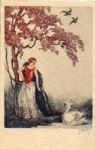 Swan with wife artist card J. Hardy * ca. 1965