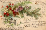 Birds in the tree with sheet music Forest greetings o 9.5.1904
