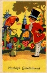 Boy feeds parrot, rabbit, br. circa 1940