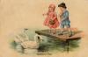 Swans with children artist card Frank gebr. 11/28/1918