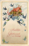 Swallows embossed card o 4.10.1915