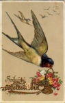 Swallow with a basket of flowers in its beak, * approx. 1920
