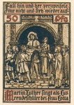 Eisenach City Emergency Money 50 Pf Martin Luther sings with Mrs. Cotta in 1921