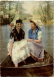 Spreewald costume women in a rowing boat * ca. 1960