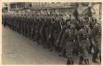 Reichsarbeitsdienst RAD marching column real photo card *ca. 1935