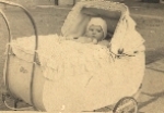 Toddler in a stroller, real photo, no AK, gebr. 1939