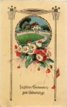 House with garden fence Art Nouveau artist card o 9.5.1910