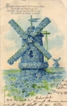 Windmill made of forget-me-not flowers embossed card o 22.6.1905