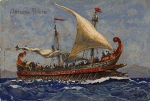 Segelschiff Attische Triere Wikingerschiff Künstlerkarte Hans Bohrdt * ca. 1910
