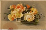 yellow roses artist card Catharina Klein * ca.1910