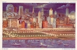 Illinois Chicago Night Scene Michigan Blvd. Nightscene *1930