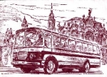 Omnibus car drawing city tour Dresden *approx. 1970