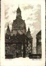 Dresden Munzgasse Frauenkirche Künstlerkarte *ca. 1920