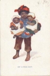 colored woman with children artist card A. M. Cook o 28.3.1923