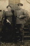 German soldier with woman in uniform WWI. real photo br. 2/11/1915
