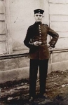 German soldier in uniform with cigar WWI. real photo *approx. 1915