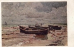 Fischerboote an der Ostsee Künstlerkarte E. Kolbe  o 16.4.1929