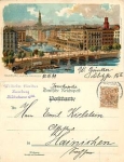 Hamburg Alster Arkaden Litho artist card o 25.8.1899