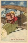 Flugzeug Humorkarte, Kinder Auf der Hochzeitsreise, * ca. 1940