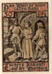 Eisenach, Städtenotgeld, Wert 50 Pfennige, Luthers Ankunft auf Wartburg, 1921