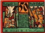 Erfurt city emergency money worth 50 pfennigs 1921