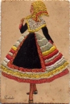 Traditional costumes, Spain, embroidered card, Toledo region, * ca.1920