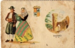 Baleares Spain traditional costumes embroidered map * ca. 1920