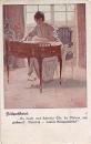 Woman at desk writing field post letter, artist card B. W. Wennerberg * ca. 1915