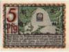 Osnabruck city emergency money, worth 5 pfennigs Lyra monument 1921